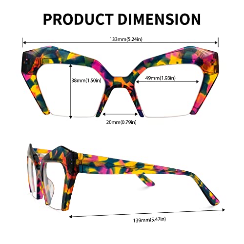 Image of VOOGLAM Thick Oversized Cat Eye Blue Light Blocking Glasses, Fashion Eye Glasses Frame for Women Anti Eyestrain & UV Aeneas