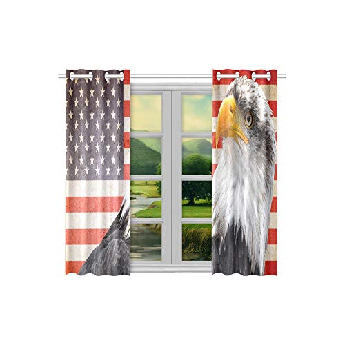 Enevotx North American Bald Eagle On American Kitchen Curtains Window Curtain Tiers For Café, Bath, Laundry, Living Room Bedroom 26 X 39 Inch 2 Pieces #TOP3