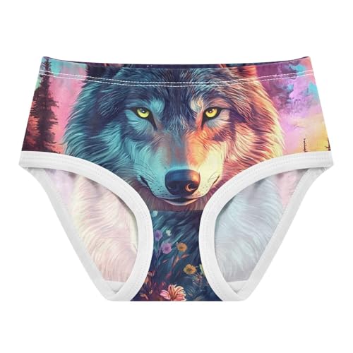 Colorful Wolf Flower Toddler Girls's Underwear 2T 202c0286