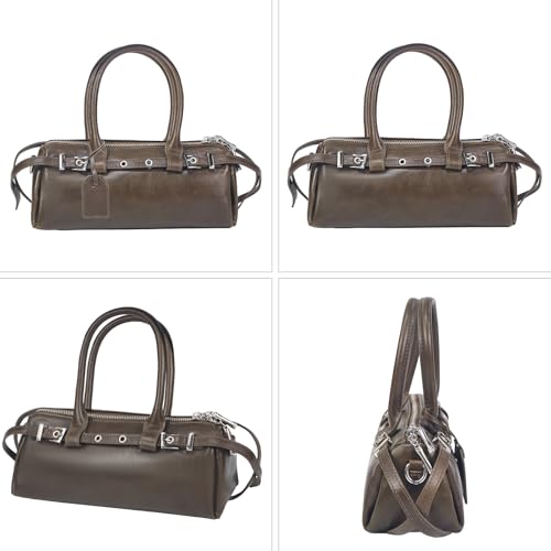 Genuine Leather Shoulder Purses Leather Crossbody Handbag Top Handle Bag Bowling Bag Purses Handbags For Women3