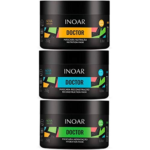 Kit Inoar Máscara Doctor Vegan Hidratação + Reconstrução + Nutrição 250g