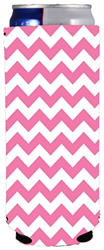 Chevron Stripe Pink Slim Can Coolie
