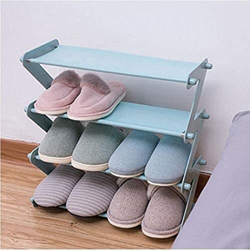 Rack de zapatos organizador multifuncional celeste con estantería modular desmontable 7