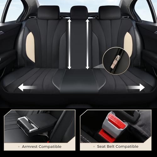 Image of Coverado Seat Covers, Red Car Seat Covers Full Set, Automotive Seat Covers 5 Seats, Waterproof Black Car Seat Protectors Universal Fit for SUVs Trucks Sedans
