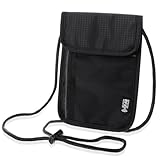 Passport Holder for Travel Women Men Essentials, Hidden Rfid Blocking Neck Wallet Cover, Lightweight Anti-Theft Passports Organizer Case Phone Pouch for Couple, Family Cards, Tickets, Id, Cash(Black)