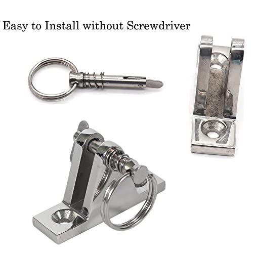Gairen Bimini Top Hardware, Deck Hinge With Quick Release Pin, Eye End Cap, 316 Stainless Steel Fits 7/8'' Od Round Tubing (2 Pair) #TOP4