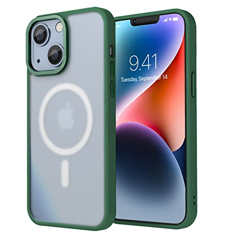 Image of Vaku Luxos Trans Armor MagPro for iPhone 14 Plus Cover Case, 6 Feet Drop, Metal Ring Camera Protection, Shockproof, Scratch Resistant, Slim, Compatible with MagSafe Back Cover - Green