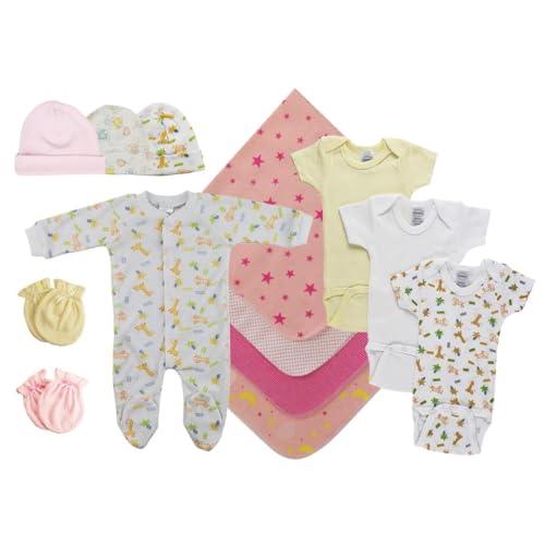 Bambini NC-0532M Baby Girls 13 Piece Layette Sets White & Pink - Medium