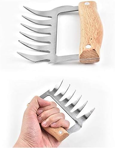 Bear Claw Stainless Steel/Wood Barbecue Meat Claws Convenient Kitchen Pork Shredder Multi-Function Shredding BBQ Forks by SHG_shop