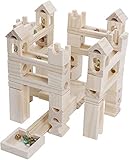 U.STAR 木製 ブロック スロープトイ 80pcs 積み木 ビー玉転がし 知育玩具 立体 パズル 食品安全検査済