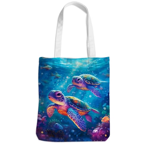Henhesaha Sea Turtle Gifts for Women Sea Turtle Decor Stuff Canvas Tote Bag for Women, Friendship Christmas Birthday Gifts for Turtle Lovers Grandma, Cute Tote Bag Travel Beach Reusable Grocery Bags
