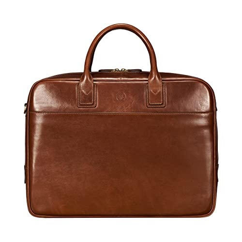 Maxwell Scott Personalisiert Luxus 17” Herren Business Laptoptasche in Cognac Braun - CalvinoL