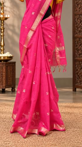 DRIDH TEXTILES pink maheshwari cotton silk saree – image 3
