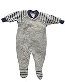 waschbar bei 30°C Engel Natur, Frühchen Schlafanzug Frottee, 100% kbT Wolle (56, Hellgrau melange)