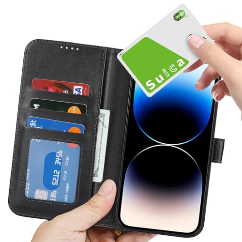 Image of for iPhone 14 Pro Case Wallet with Card Holder,for iPhone 14 Pro Wallet Case for Women Men,PU Leather Shockproof Magnetic Buckle Stand Flip Phone Case-Black