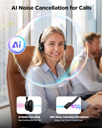 image for Acer Wireless Headset with Mic for Work, AI ENC Noise Cancelling for C