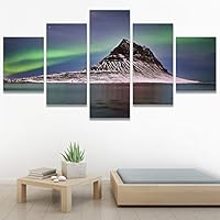 SIGNWIN 5 Panel Canvas Wall Art Astronomy & Space Contemporary Cosmic Dramatic Green Group Photography Realism Ultra for Home Decorations Ready to Hang - 60