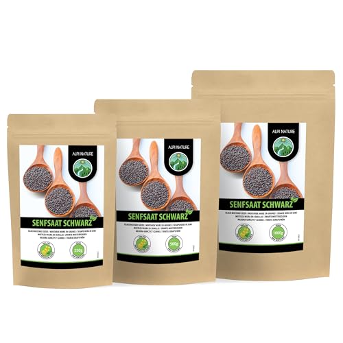 Alpi Nature Senfkörner schwarz braun 1kg, Senfsaat schwarz, Senfsamen, schwarze Senfkörner