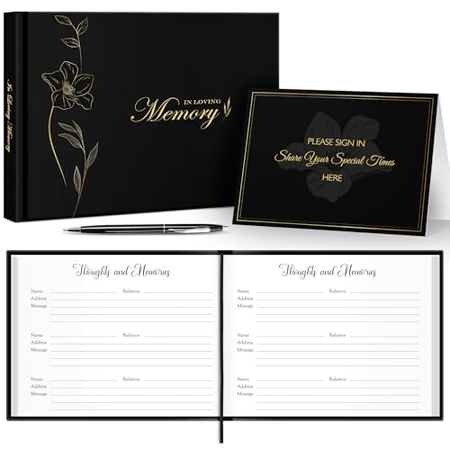 In Loving Memory Funeral Guest Book with Table Sign Pen & Box