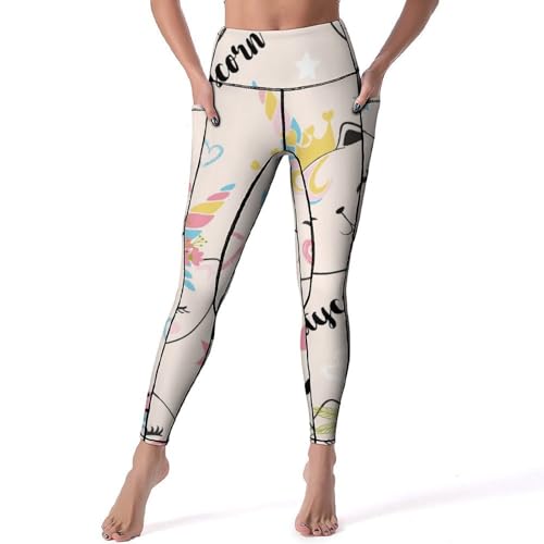 Legging fitness chat licorne pantalon sport taille haute anti-frottement S