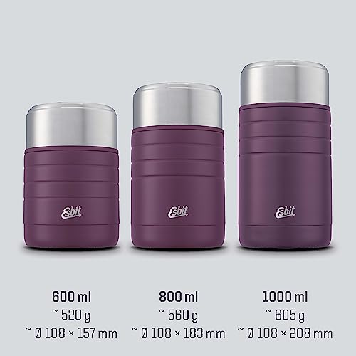 Termo para alimentos Esbit Majoris de acero inoxidable sin BPA, recipiente plateado de 800 ml 5