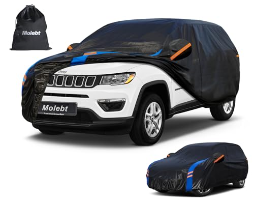 Image of Custom Fit SUV Car Cover for Jeep Compass (2007-2026) & Liberty (2002-2012), Upgraded Waterproof All Weather Outdoor Auto Cover with Driver Door Zipper & Mirror Pockets, UV /Snow /Dust Protection