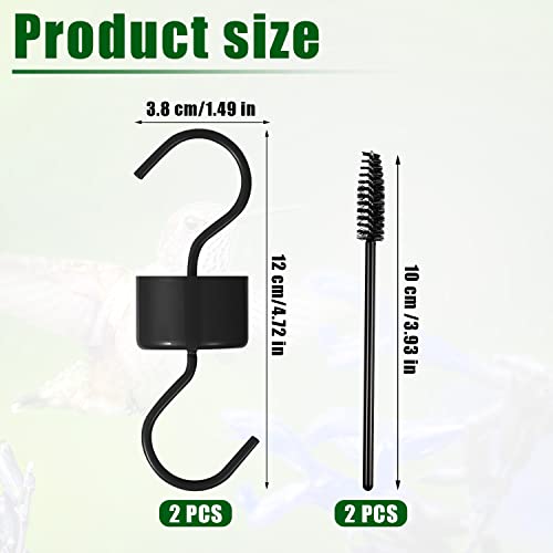 2pcs Ant Moat for Hummingbird Feeders, Large Metal Moat Ant Moat Guard for Hummingbird Feeders Accessory ant moat hook with 2pcs Cleaning Brushes (Black) - Image 2