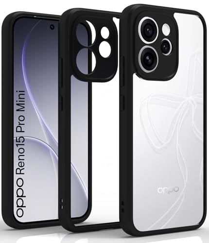 Image of RIGGEAR Shockproof Sleek Hybrid Armor Back Cover Case for Oppo Reno15 Pro Mini, Reno 15 Pro Mini 5G (Clear PC + Black TPU Bumper)