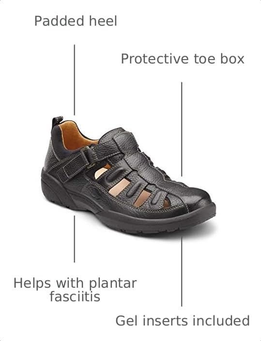 Image of Dr. Comfort Fisherman Men's Therapeutic Diabetic Extra Depth Sandal: Black 13.0 X-Wide (3E /4E)