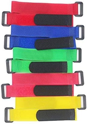 Grapelet 20pcs 6 inch Adjustable Hook and Loop Strap Cable Ties Organizer Fastener with Plastic Buckle 160 mm x 20 mm