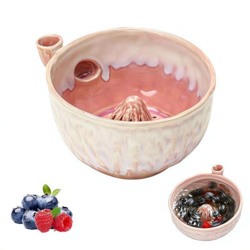 SSKFHGI Self Rinsing Berry Washing Ceramic Bowl 7 Ceramic Berry Basket with Holes Stoneware Fruit Rinse Bowl for Kitchen Counter
