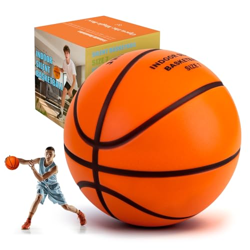 Silent Basketball Size 7 (29.5'), Indoor Quiet Foam Basketball Airless for Dribbling & Indoor...
