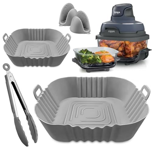 Air Fryer Accessories for Ninja Crispi, Liners for Ninja Crispi Air Fryer FN101GY, Plus Gloves and Tongs for Ninja Crispi in 4 Qt & 6 Cup Sizes, Liners for FN101UKGY by FryEasy