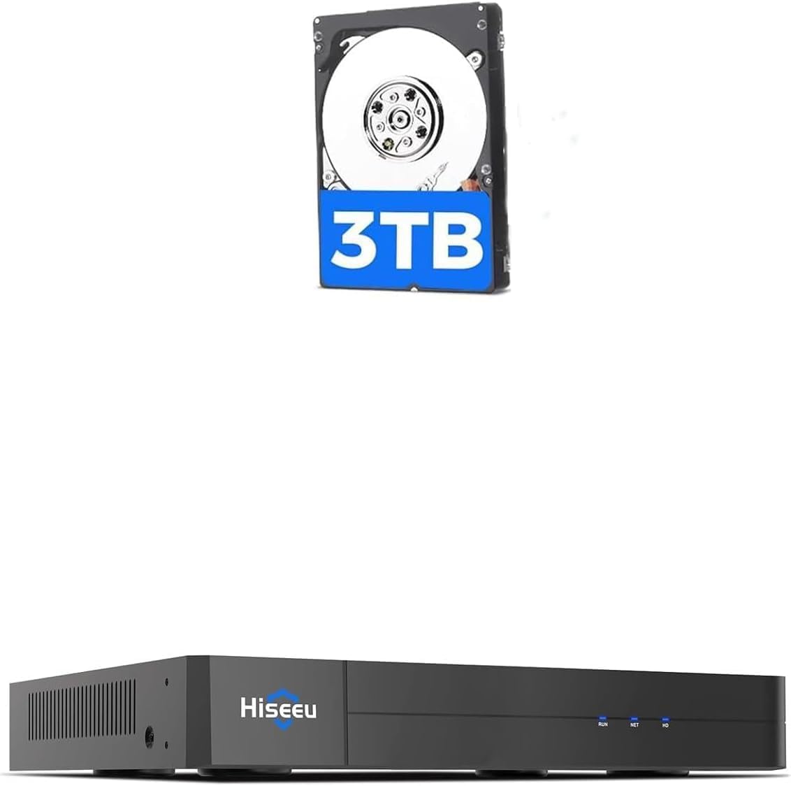 Hiseeu 8 Port 4K PoE Network Video Recorder NVR+3TB HDD, Support 4K/2K/8MP/5MP/3MP/1080P PoE Camera, Free Remote Access, Motion Alarm, 24/7 Recording, Smart Playback