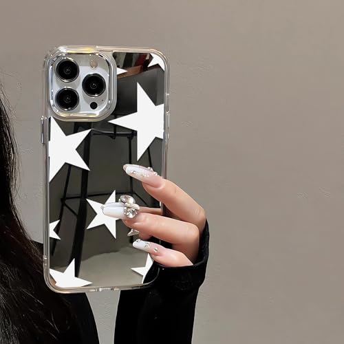 Coque iPhone 13 Pro Max antichoc fine et jolie coque miroir étoiles blanches