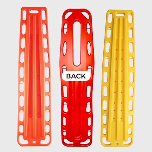 Planche dorsale portable pour immobilisation avec sangles de civière orange