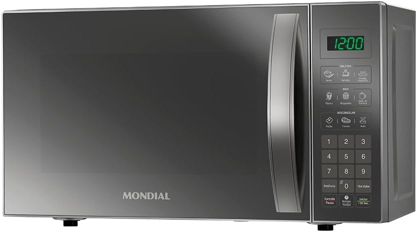 MONDIAL Micro-Ondas, Cinza/Espelhado, 1200W, 220V - MO-01-21-E