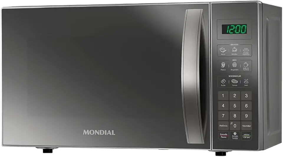 MONDIAL Micro-Ondas, Cinza/Espelhado, 1200W, 220V - MO-01-21-E