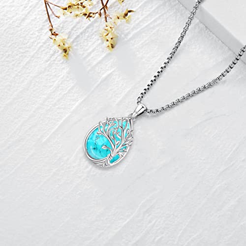 Tree of Life Necklace Sterling Silver Crystal Abalone Shell Tree Pendant with Heart Family Tree Jewelry for Women Mother's Day Gifts3