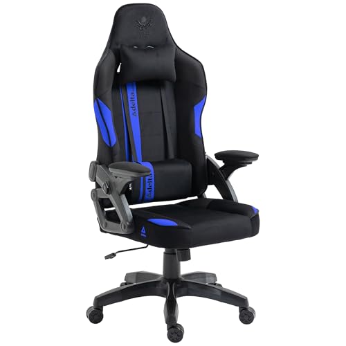 KRAKEN CHAIRS Chaise Gaming Tissu - Noir Bleu - Fauteuil Gamer Confortable Ergonomique - Réglable Accoudoir/Lombaire - Chaise Bureau Pivotante - pour Gamer...