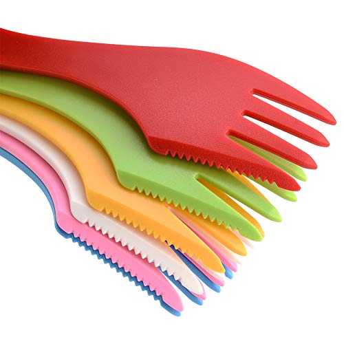 Roaringwild 12 Pack Durable Bpa-Free Tritan Sporks - Spoon Set Of 12 Multi-Functional 3 In 1 Knife Fork Spoon Spork Random Color Flatware Sets #TOP5