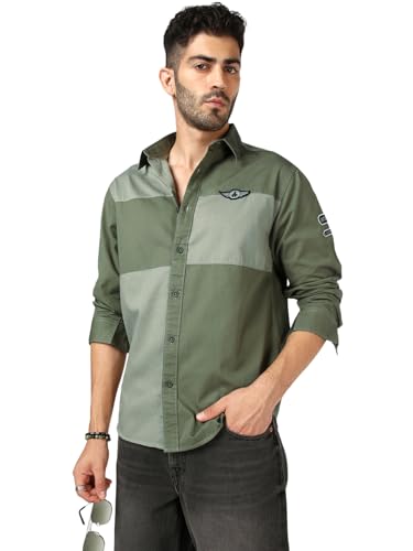 Image of Bewakoof Men's Applique Regular Fit Full Sleeve Pure Cotton Collar Shirt