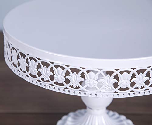 Uranmole Antique Gold Metal Cake Stand, Round Cupcake Stands, Wedding Birthday Party Dessert Cupcake Pedestal/Display/Plate (White-10In) #TOP3