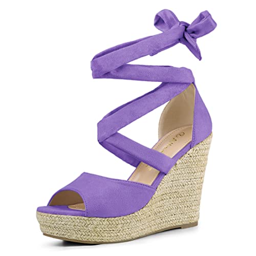Espadrilles à lacets Allegra K violettes avec semelle corde traditionnelle