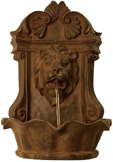 Primrose 40cm Dark Brown Small Lion Head Fountain Wall Mounted Roman Style Water Feature