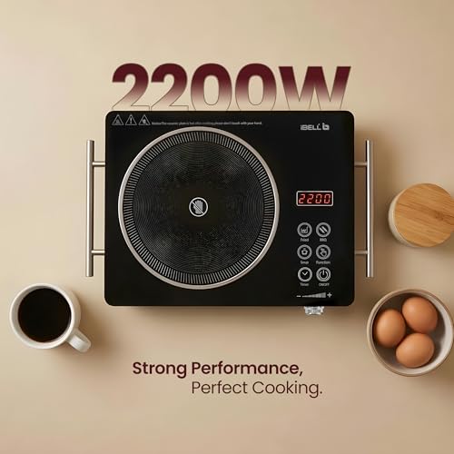 Image of iBELL IBL CROWN 22 Infrared Induction Cooktop - 2000W, Temperature Control, Touch Panel, High Energy Efficient, Strong Handle, Compatible with all Cookwares (Black)