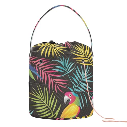 Yarn Storage Bag Small Crochet Bag Knitting Bag Organizer Parrot Birds Yarn Bags for Crocheting Basket