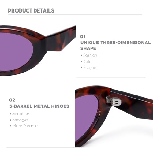 Image of mosanana Oval Cat Eye Sunglasses for Women Retro Y2K Style MS52372 | Geometric Stylish Temples, UV400 Protection, Designed for Daily Outfits, Travel and Fashion Looks