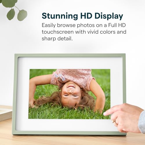 Image of Skylight Digital Picture Frame 2 - 10 inch Full HD Wi-Fi Touch Screen, 16GB Digital Photo Frame, Load Photos & Videos Directly from Phone, Anti-Glare - Ideal for Personalized Gifting, Classic Green