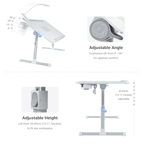 Image of iXTRA Adjustable Laptop Lap Desk with Cooling Fan USB Light for Adults